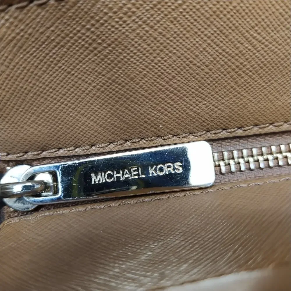 Michael Kors Brown Leather Double Handle Zipper Closure Satchel Bag